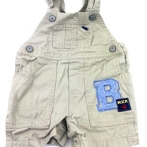 Carter's Baby Overalls Size 3m Boys Beige Snap Buttons Infants Home Run Baseball